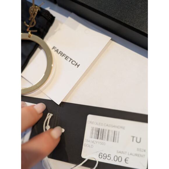 100% Authentic Yves Saint Laurent Cassandre Hoop Earrings - $895MSRP - Picture 5 of 9